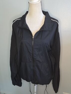 Fabletics Oversized Lightweight Black Zip-Front Jacket / XXL